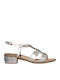 Klio Leder Damen Sandalen Anatomisch mit Chunky niedrigem Absatz in Weiß Farbe