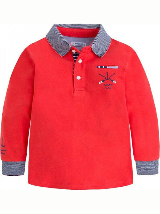 Mayoral Kids Polo Long Sleeve Coral