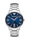 Emporio Armani Giovanni Ανδρικό Ρολόι 44mm Μπαταρίας με Ασημί Μεταλλικό Μπρασελέ