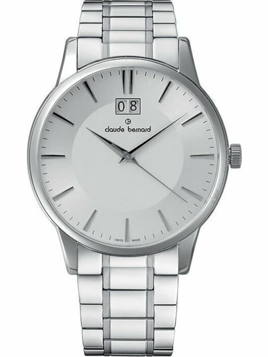 Claude Bernard Classic Men's Watch 40.5mm Battery with Silver Metal Bracelet