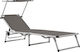 vidaXL Foldable Aluminum Beach Sunbed Gray with...