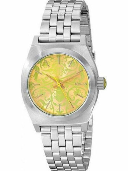 Nixon Γυναικείο Ρολόι 27mm Μπαταρίας με Ασημί Μεταλλικό Μπρασελέ