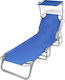 vidaXL Foldable Steel Beach Sunbed Blue with Sh...