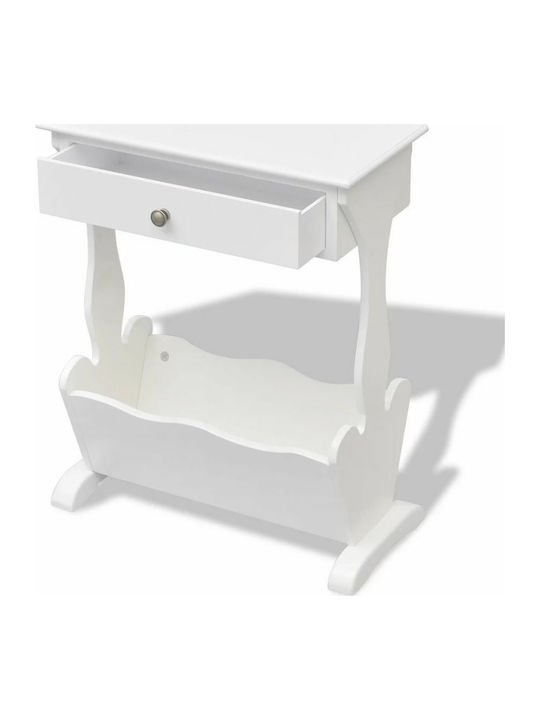 Melrose Rectangular Solid Wood Side Table White L48.5xW24xH61cm