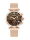 Claude Bernard Dress Code Crystals Chronograph Womens Watch 35mm Chronograph Battery with Gold Stainless Steel Bracelet