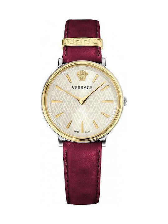 Versace Watch with Burgundy Leather Strap VE8100719