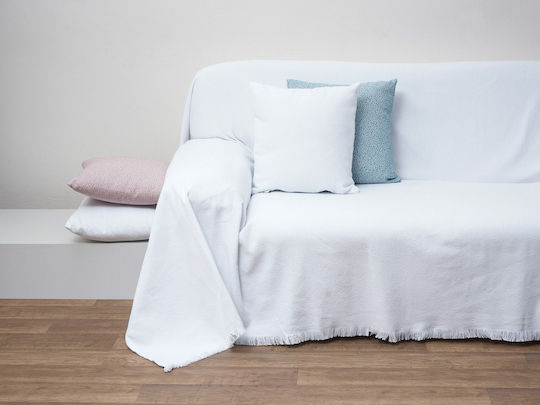Anna Riska 1554 Dreisitzer-Sofa Wurf Jacquard 180x280cm Weiß