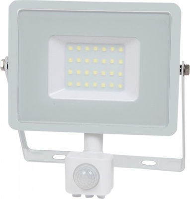 V-TAC Wasserdicht LED Flutlicht 30W Natürliches Weiß 4000K mit Bewegungssensor IP65