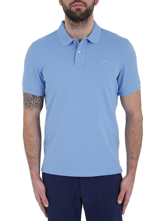 Polo Herrenbluse Kurzarm Hellblau