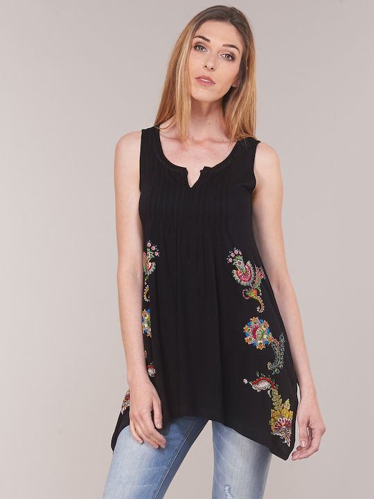 Desigual Collette Αμάνικο Γυναικείο Top Μαύρο