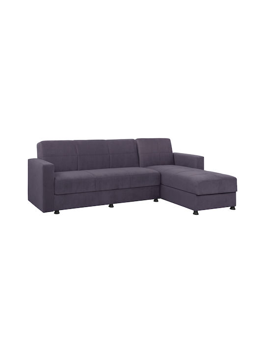 Ege Corner Fabric Sofa with Reversible Angle & Storage Space Gray 246x153cm