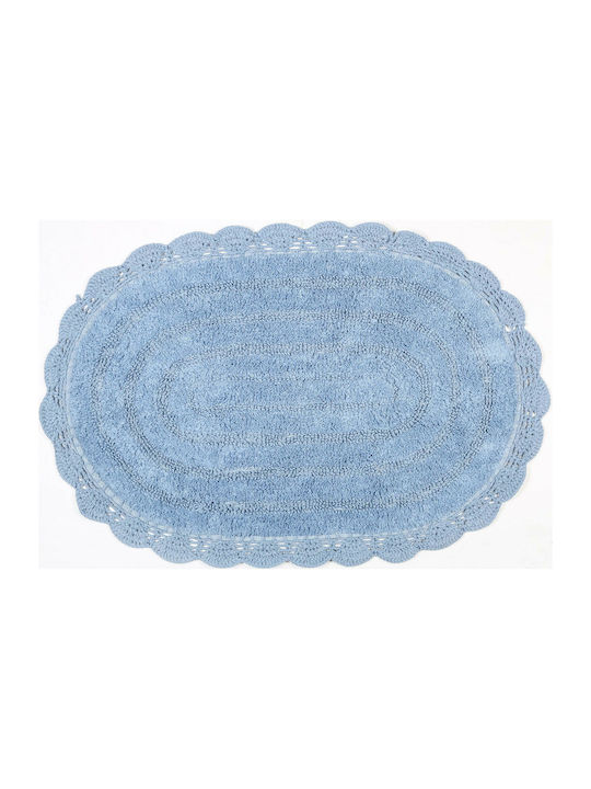 Estia Bath Mat Cotton Oval Cloud Γαλάζιο 50x80εκ.