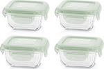 Miniland Glass Baby Container Natursquare 4pcs Green ML