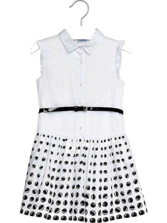 Mayoral Kids Dress Polka Dot Sleeveless White