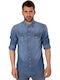 Western Denim Long-sleeved Denim Shirt Blue