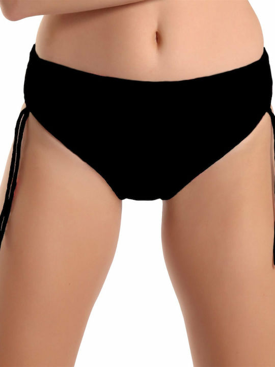 Erka Mare Bikini Slip με Κορδονάκια Μαύρο