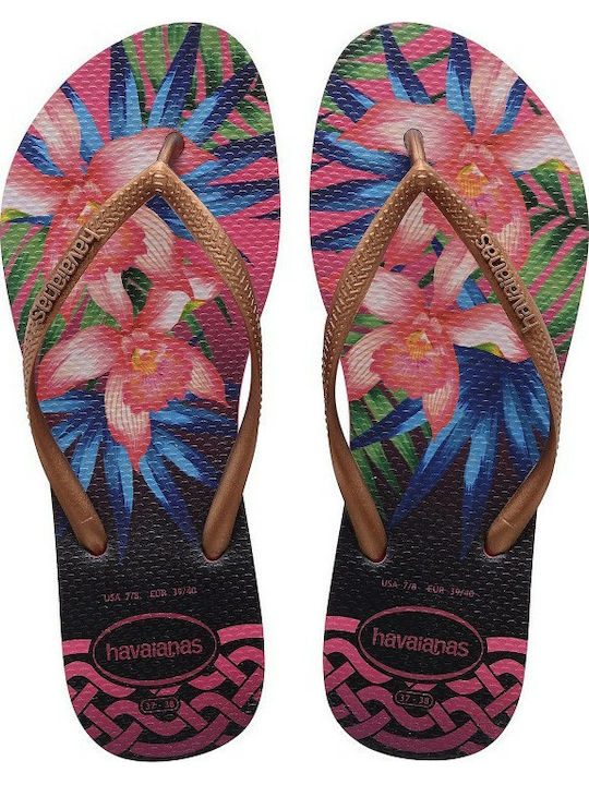 Havaianas Slim Tropical Frauen Flip Flops in Gold Farbe
