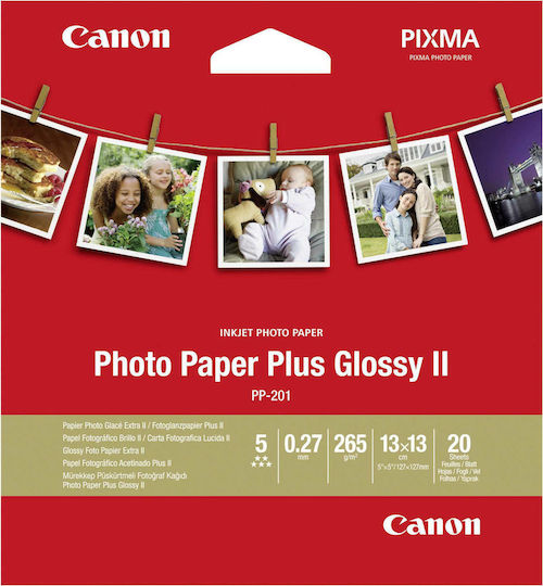 Canon PP-201 Φωτογραφικό Χαρτί Plus ΙΙ 13x13 265gr/m² για Εκτυπωτές Inkjet 20 Φύλλα