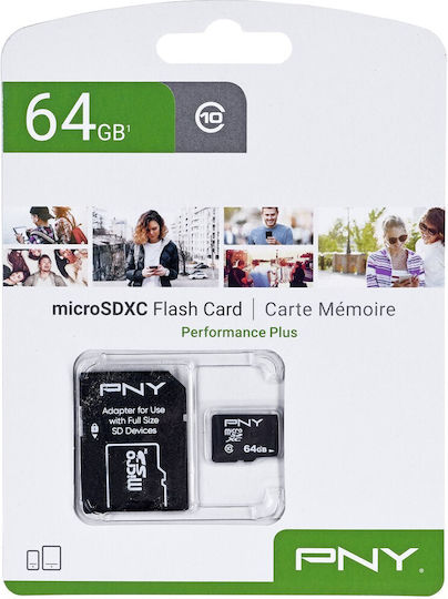 PNY microSDXC 64GB U1 UHS-I 100MB/s with Adapter