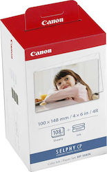 Canon KP-108IN Fotopapier Glanz Selphy CP A6 (10x15) für Drucker Thermische Sublimation/Transfer 108 Blätter