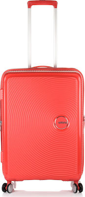 American Tourister Soundbox Medium Travel Suitcase Hard Red with 4 Wheels Height 67cm.