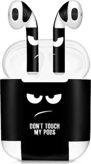 KWmobile Don't Touch My Велкро в Черен цвят за Apple AirPods 1 / AirPods 2