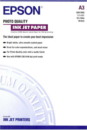 Epson Matte Φωτογραφικό Χαρτί A3 105gr/m² για Εκτυπωτές Inkjet 100 Φύλλα