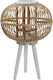 Espiel Wood Table Lamp for Socket E27 with Beige Shade and White Base