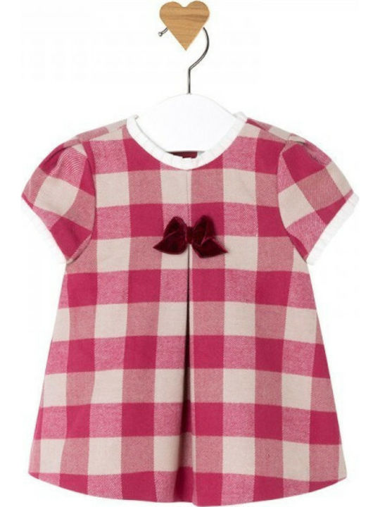 Mayoral Kids Dress Checked Short Sleeve Red 17-02837-010