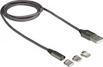 DeLock Braided USB to Lightning / Type-C / micro USB Cable Anthracite 1m (85705)