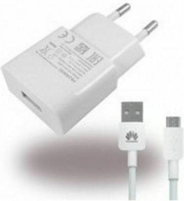 Huawei Charger with USB-A Port and Cable micro USB Whites (HW-050100E01 Bulk)