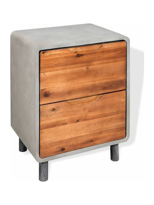 Bedside Table of Solid Wood Gray 40x30x50cm