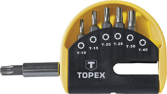 Topex Σετ 7 Μύτες Κατσαβιδιού Torx Σετ Μύτες Torx & Αντάπτορας