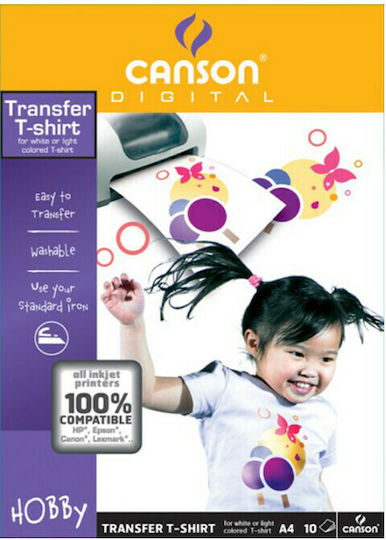 Canson Φωτογραφικό Χαρτί Transfer T-Shirt White A4 (21x30) για Εκτυπωτές Inkjet 10 Φύλλα