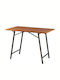 125 Table Kitchen Collapsible Wooden with Metal Frame Brown 110x70x72cm