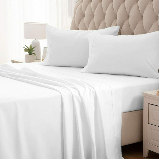 Oxford Home BS-045 Doppeltes Bettlaken Set 4 Stück 210x250cm Weiß