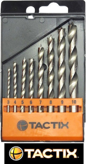 Tactix Σετ 8 Τρυπάνια HSS με Κυλινδρικό Στέλεχος για Ξύλο