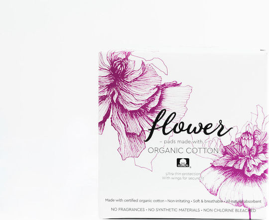 Flower Organic Cotton Night Pantyliners with Wings Night 10pcs