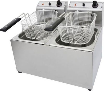 ΤζεΘάν 230V Commercial Electric Double Fryer 2x7lt 6.4kW 57x39x38cm