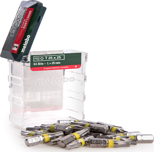 Metabo Σετ 25 Μύτες Κατσαβιδιού Torx Σετ Μύτες Bit-Box 25mm