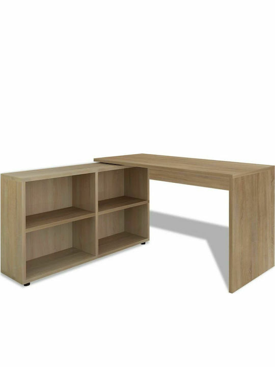 Corner Desk with Bookshelf Brown 130x60x75cm