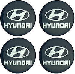 Auto Gs Adhesive Badges with Enamel Coating Hyundai 6cm for Car Rims Multicolour 4pcs