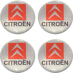 Auto Gs Adhesive Badges with Enamel Coating Citroen 6cm for Car Rims Multicolour 4pcs