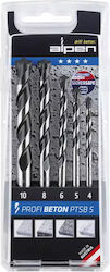 Alpen Drills Profi Set of 5 4-10mm Diamond Drills with Cylindrical Shank for Masonry