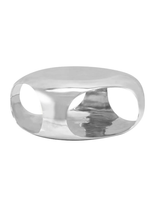 Oval Aluminium Coffee Table Silver L70xW70xH32cm