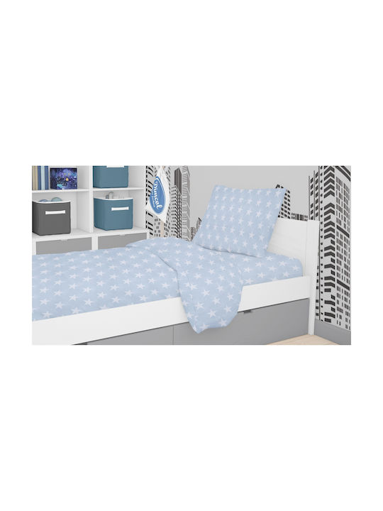 Dimcol Kinderbettlaken Set Einzeln Star 33 Hellblau 160x240cm