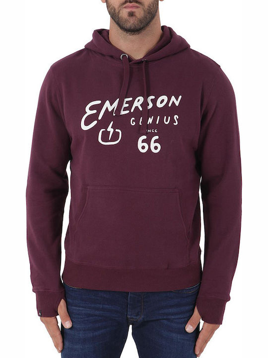 Emerson Men's Sweatshirt with Hood and Pockets Wine