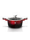 Berlinger Haus Metallic Line Deep Stockpot Made of Aluminum 6.1L / 28cm Black-Burgundy