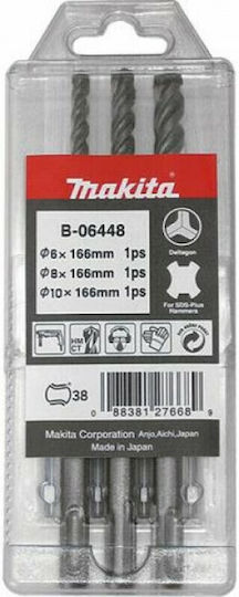 Makita Deltagon Set of 3 Drills with SDS Plus Shank for Masonry