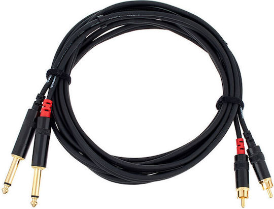 Cordial Kabel 2x 6,3mm Stecker - RCA-Stecker 3m (CFU 3 PC)